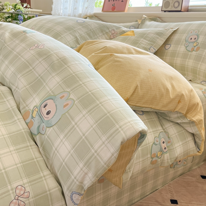 花梦欣 2025新款全棉印花单品系列-单被套 薄荷兔兔