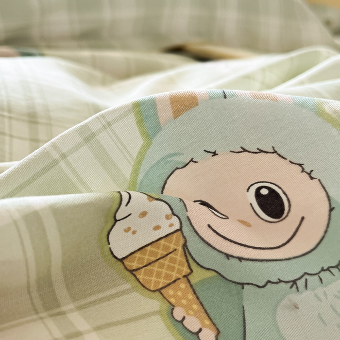 91家纺网 家纺一手货源 找家纺 花梦欣 2025新款全棉印花单品系列-单被套 薄荷兔兔