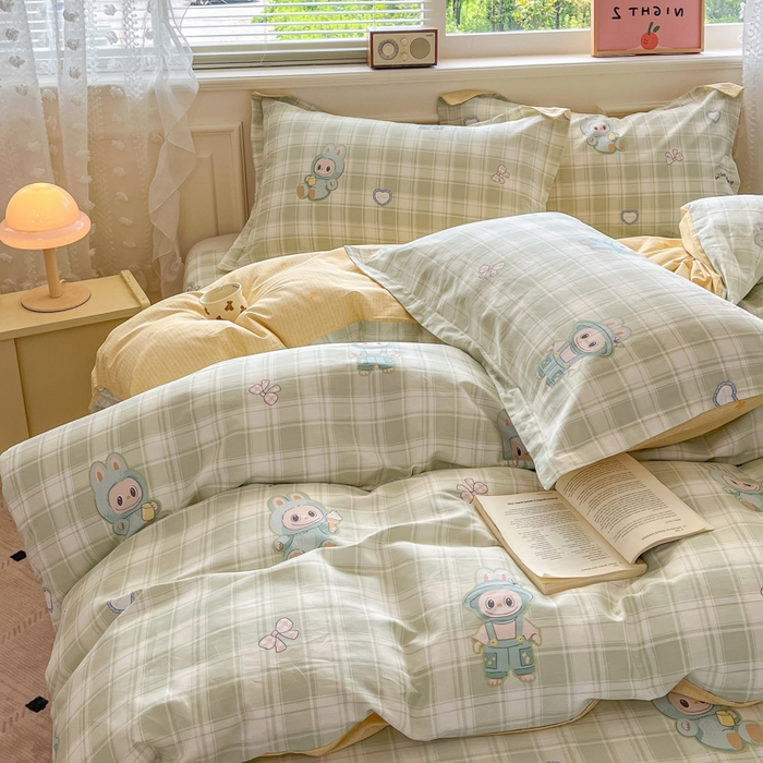 91家纺网 家纺一手货源 找家纺 花梦欣 2025新款全棉印花单品系列-单被套 薄荷兔兔