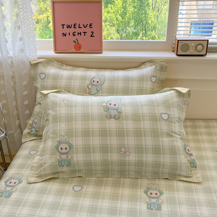 91家纺网 家纺一手货源 找家纺 花梦欣 2025新款全棉印花单品系列-单被套 薄荷兔兔