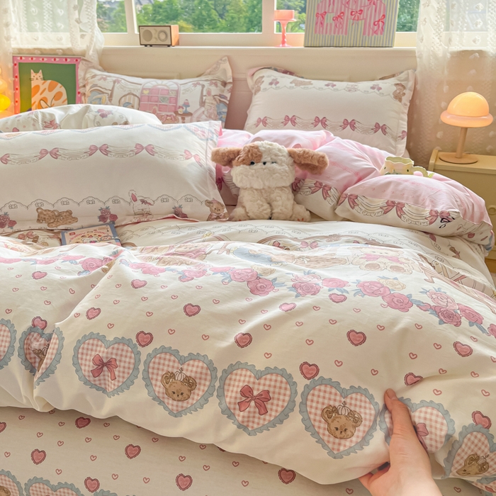 91家纺网 家纺一手货源 找家纺 花梦欣 2025新款全棉印花单品系列-单被套 安缦小熊