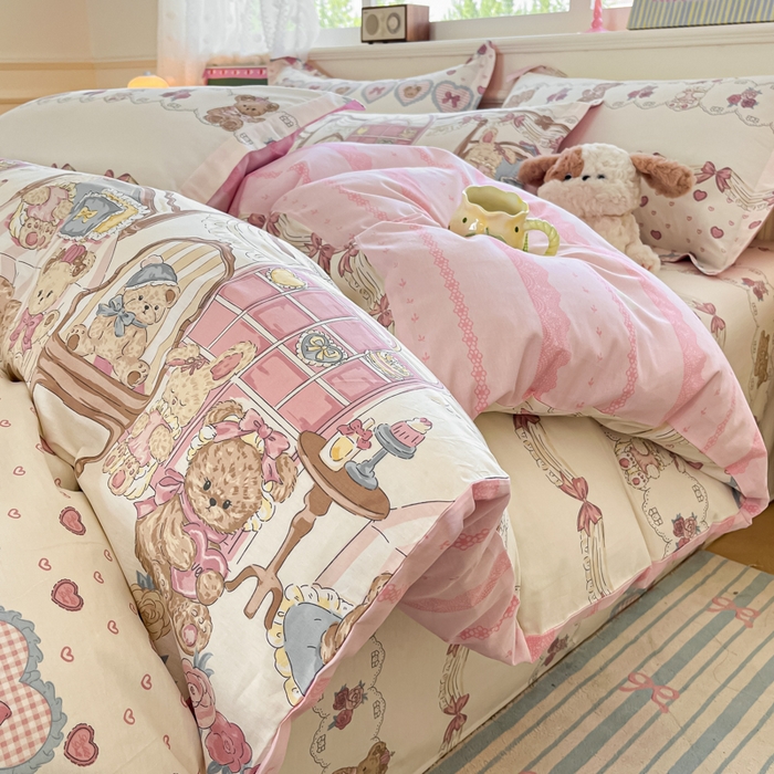 91家纺网 家纺一手货源 找家纺 花梦欣 2025新款全棉印花单品系列-单被套 安缦小熊