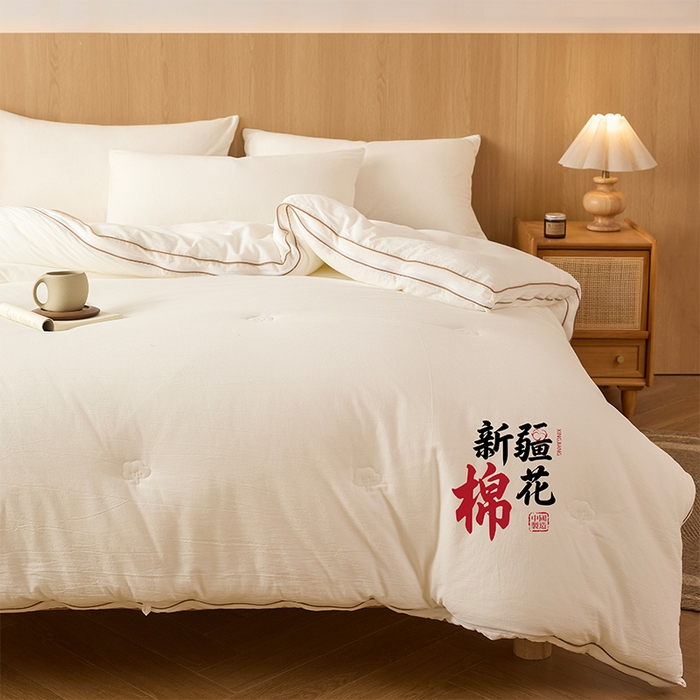 91家纺网 家纺一手货源 找家纺 维洋家纺 2025新款100%新疆棉花子母被被子被芯 棉花-月白
