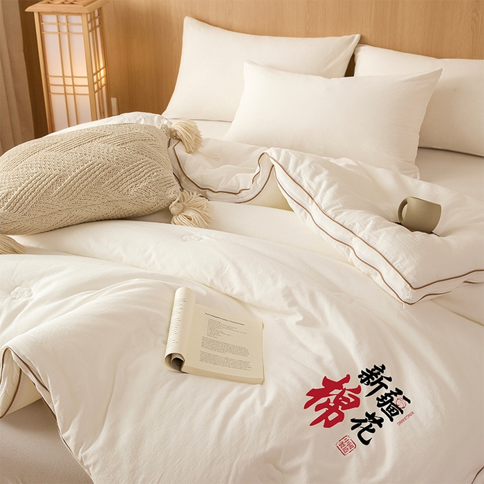 91家纺网 家纺一手货源 找家纺 维洋家纺 2025新款100%新疆棉花子母被被子被芯 棉花-月白