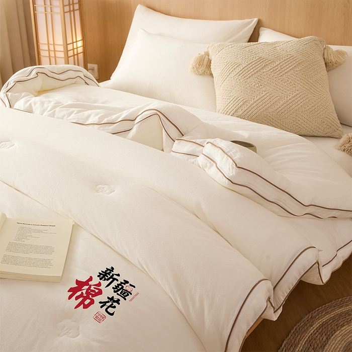 91家纺网 家纺一手货源 找家纺 维洋家纺 2025新款100%新疆棉花子母被被子被芯 棉花-月白