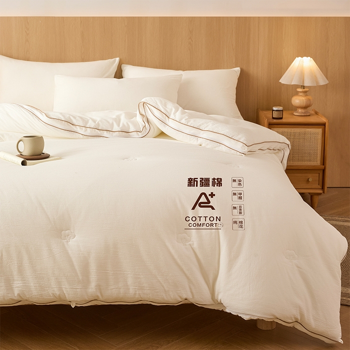 91家纺网 家纺一手货源 找家纺 维洋家纺 2025新款100%新疆棉花子母被被子被芯 棉花-珍珠白