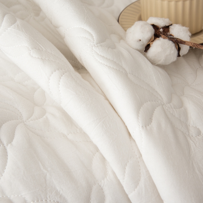 91家纺网 家纺一手货源 找家纺 萌飞 2025新款A类全棉纯棉色织抗菌夹棉床笠单床笠单品床笠单件床笠同款枕套一对 奶油白