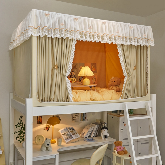 91家纺网 家纺一手货源 找家纺 梦尔佳蚊帐 2025新款学生宿舍遮光床帘蚊帐-花晨月夕 花晨月夕 奶黄