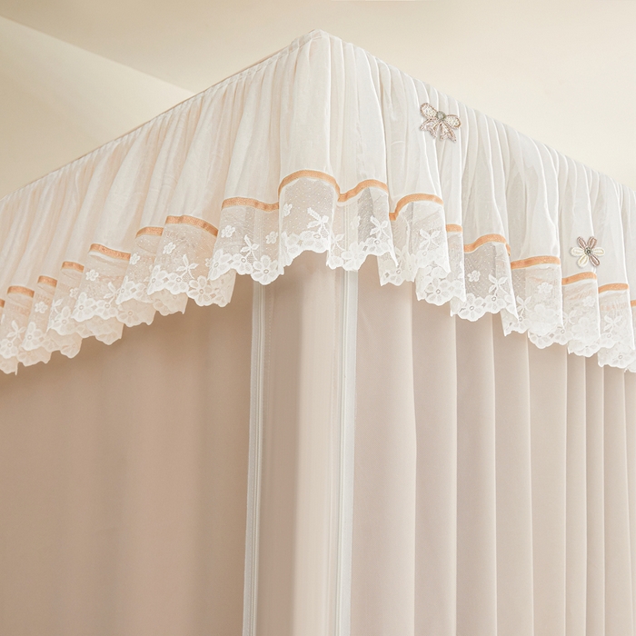 91家纺网 家纺一手货源 找家纺 梦尔佳蚊帐 2025新款学生宿舍遮光床帘蚊帐-花晨月夕 花晨月夕 奶白