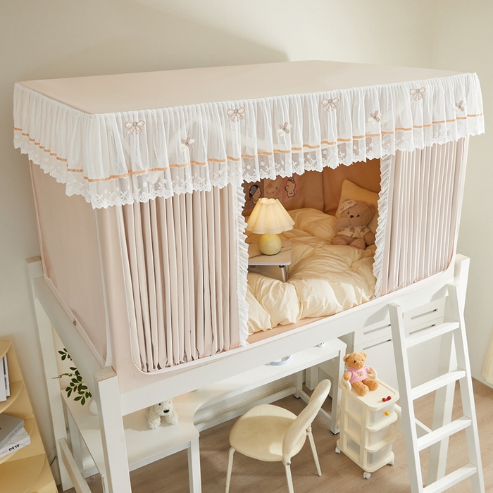 91家纺网 家纺一手货源 找家纺 梦尔佳蚊帐 2025新款学生宿舍遮光床帘蚊帐-花晨月夕 花晨月夕 奶白