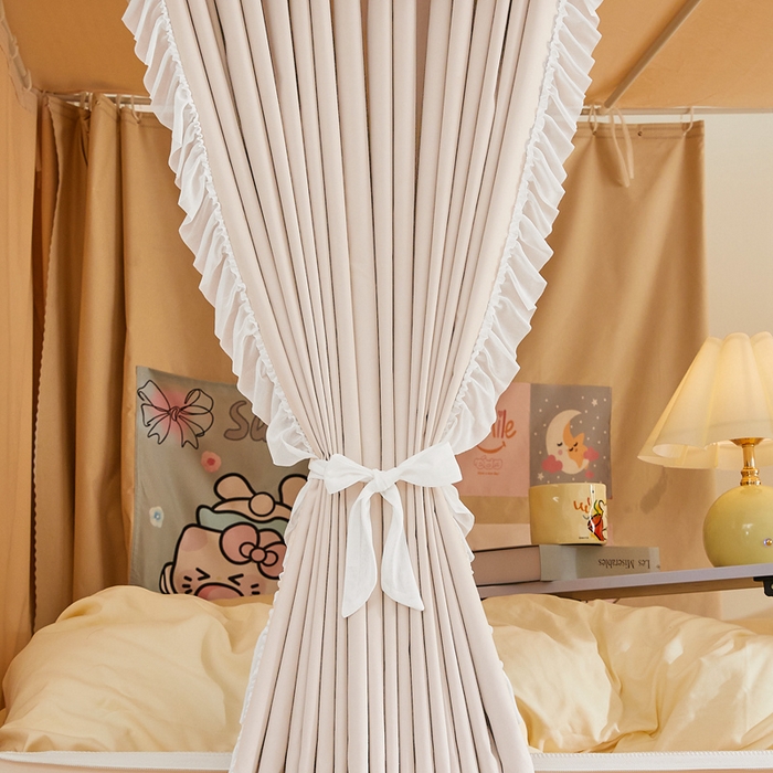 91家纺网 家纺一手货源 找家纺 梦尔佳蚊帐 2025新款学生宿舍遮光床帘蚊帐-花晨月夕 花晨月夕 奶白