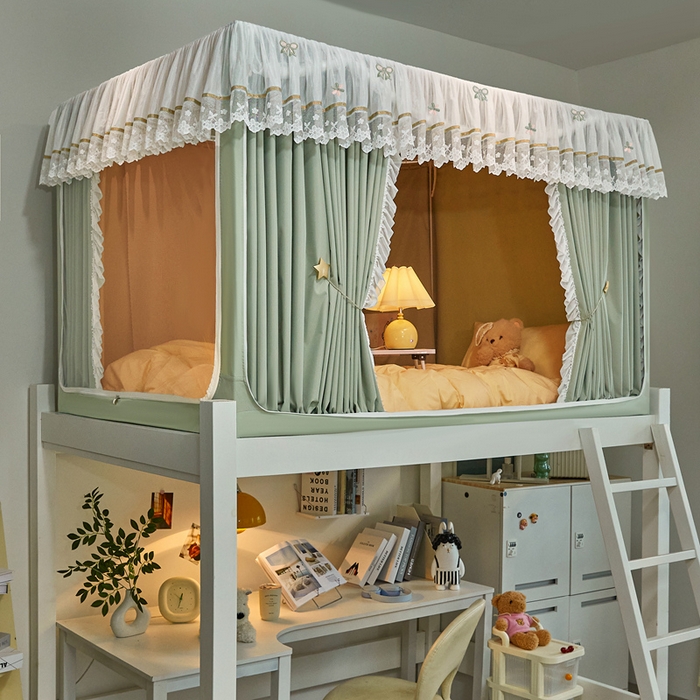 91家纺网 家纺一手货源 找家纺 梦尔佳蚊帐 2025新款学生宿舍遮光床帘蚊帐-花晨月夕 花晨月夕 沐绿