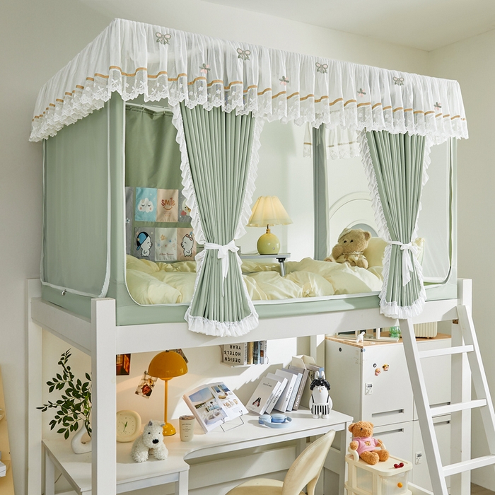 91家纺网 家纺一手货源 找家纺 梦尔佳蚊帐 2025新款学生宿舍遮光床帘蚊帐-花晨月夕 花晨月夕 沐绿