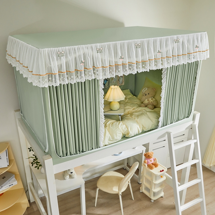 91家纺网 家纺一手货源 找家纺 梦尔佳蚊帐 2025新款学生宿舍遮光床帘蚊帐-花晨月夕 花晨月夕 沐绿