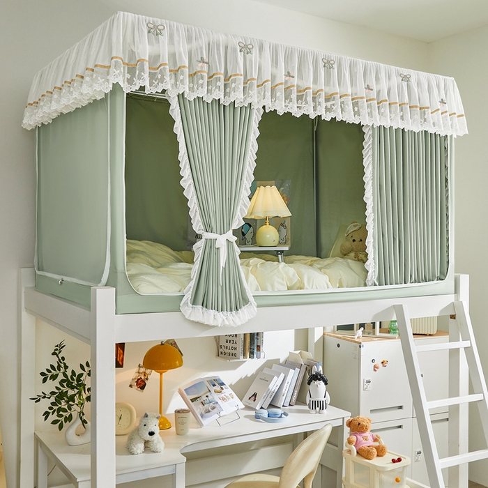 91家纺网 家纺一手货源 找家纺 梦尔佳蚊帐 2025新款学生宿舍遮光床帘蚊帐-花晨月夕 花晨月夕 沐绿