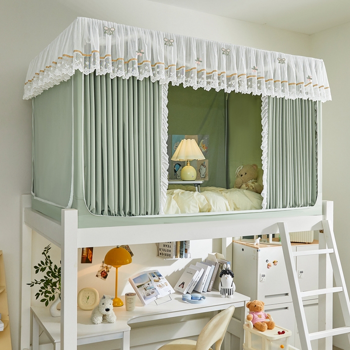 91家纺网 家纺一手货源 找家纺 梦尔佳蚊帐 2025新款学生宿舍遮光床帘蚊帐-花晨月夕 花晨月夕 沐绿