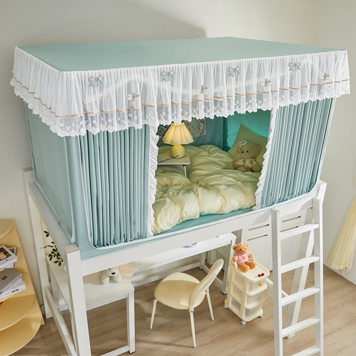 91家纺网 家纺一手货源 找家纺 梦尔佳蚊帐 2025新款学生宿舍遮光床帘蚊帐-花晨月夕 花晨月夕草绿色