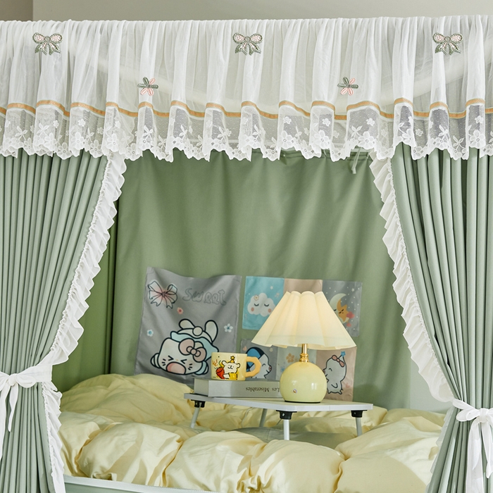 91家纺网 家纺一手货源 找家纺 梦尔佳蚊帐 2025新款学生宿舍遮光床帘蚊帐-花晨月夕 花晨月夕 沐绿