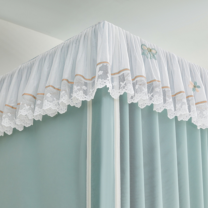 91家纺网 家纺一手货源 找家纺 梦尔佳蚊帐 2025新款学生宿舍遮光床帘蚊帐-花晨月夕 花晨月夕草绿色