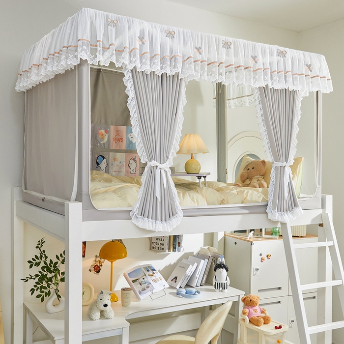 91家纺网 家纺一手货源 找家纺 梦尔佳蚊帐 2025新款学生宿舍遮光床帘蚊帐-花晨月夕 花晨月夕 亚灰