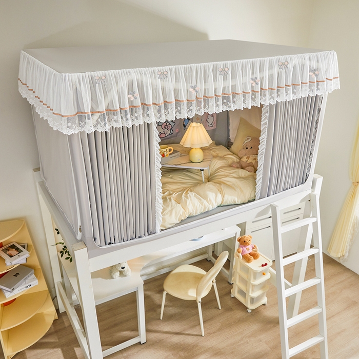 91家纺网 家纺一手货源 找家纺 梦尔佳蚊帐 2025新款学生宿舍遮光床帘蚊帐-花晨月夕 花晨月夕 亚灰