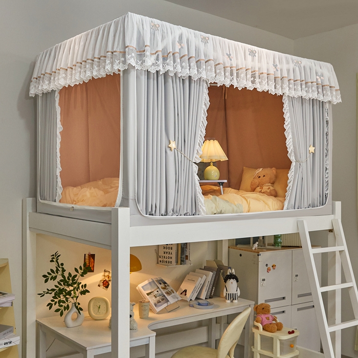 91家纺网 家纺一手货源 找家纺 梦尔佳蚊帐 2025新款学生宿舍遮光床帘蚊帐-花晨月夕 花晨月夕 亚灰