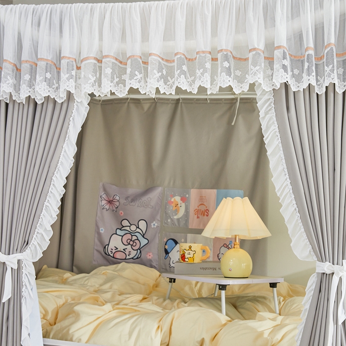 91家纺网 家纺一手货源 找家纺 梦尔佳蚊帐 2025新款学生宿舍遮光床帘蚊帐-花晨月夕 花晨月夕 亚灰