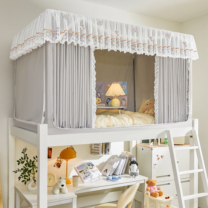 91家纺网 家纺一手货源 找家纺 梦尔佳蚊帐 2025新款学生宿舍遮光床帘蚊帐-花晨月夕 花晨月夕 亚灰