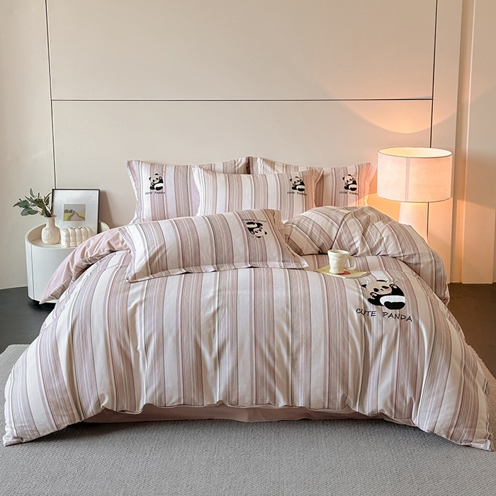 91家纺网 家纺一手货源 找家纺 （总）帛美家纺 2025年新款全棉纯棉加厚绣花款磨毛四件套-萌小猫系列