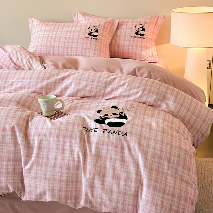 91家纺网 家纺一手货源 找家纺 （总）帛美家纺 2025年新款全棉纯棉加厚绣花款磨毛四件套-萌小猫系列