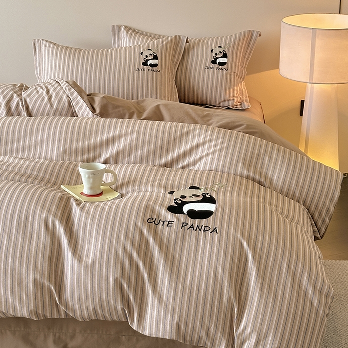 91家纺网 家纺一手货源 找家纺 （总）帛美家纺 2025年新款全棉纯棉加厚绣花款磨毛四件套-萌小猫系列