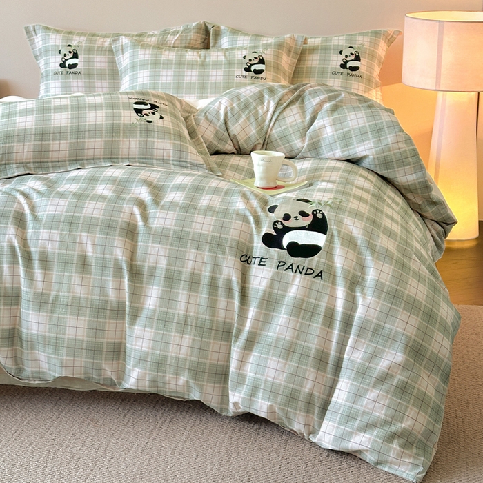 91家纺网 家纺一手货源 找家纺 （总）帛美家纺 2025年新款全棉纯棉加厚绣花款磨毛四件套-萌小猫系列