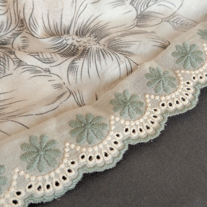 91家纺网 家纺一手货源 找家纺 帛美家纺 2025年新款全棉纯棉花边印花磨毛四件套 花禧-灰