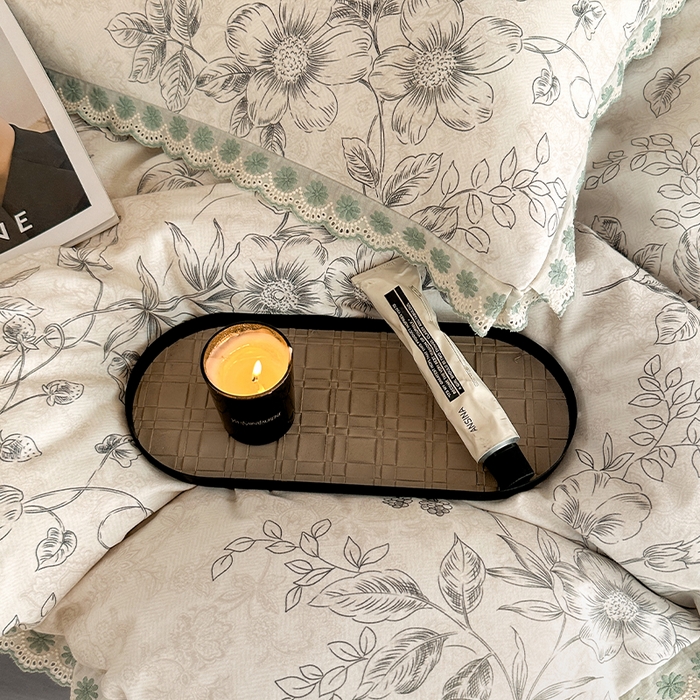 91家纺网 家纺一手货源 找家纺 帛美家纺 2025年新款全棉纯棉花边印花磨毛四件套 花禧-灰