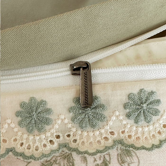 91家纺网 家纺一手货源 找家纺 帛美家纺 2025年新款全棉纯棉花边印花磨毛四件套 秘密花园-绿