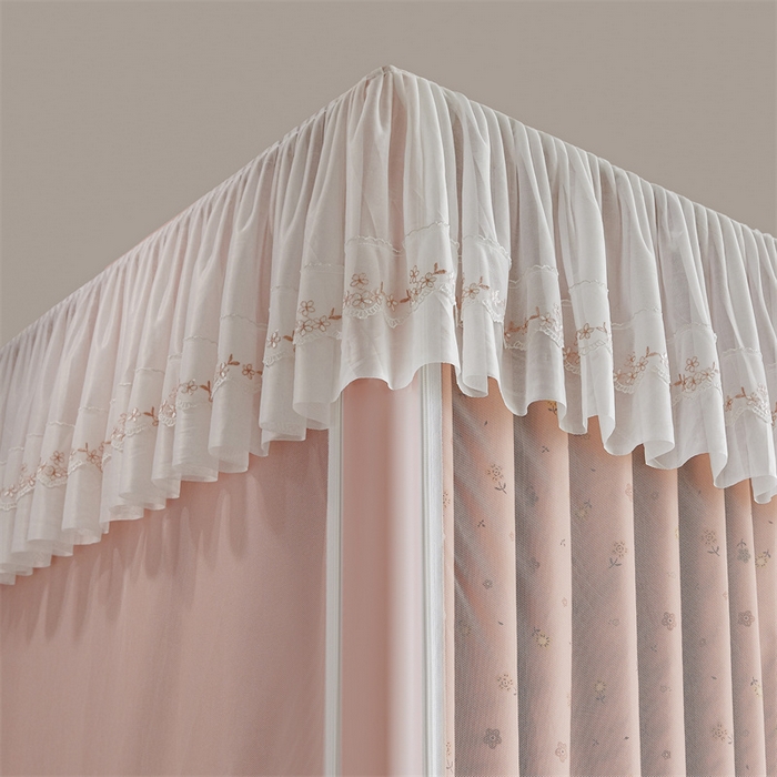 91家纺网 家纺一手货源 找家纺 梦尔佳蚊帐2025新款学生宿舍遮光床帘蚊帐 花间絮语玉色