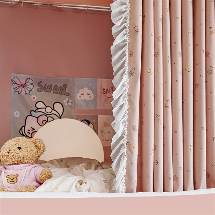 91家纺网 家纺一手货源 找家纺 梦尔佳蚊帐2025新款学生宿舍遮光床帘蚊帐 花间絮语玉色