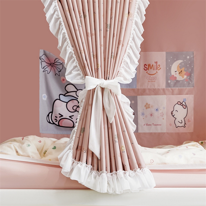 91家纺网 家纺一手货源 找家纺 梦尔佳蚊帐2025新款学生宿舍遮光床帘蚊帐 花间絮语玉色