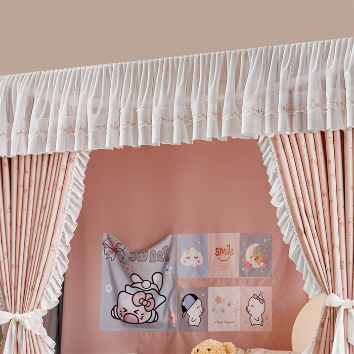 91家纺网 家纺一手货源 找家纺 梦尔佳蚊帐2025新款学生宿舍遮光床帘蚊帐 花间絮语玉色