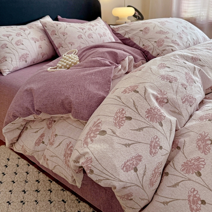 91家纺网 家纺一手货源 找家纺 （总2）金梦拉家纺 2025秋冬爆款新品高克重加厚原麻亚麻皱皱纱印花四件套