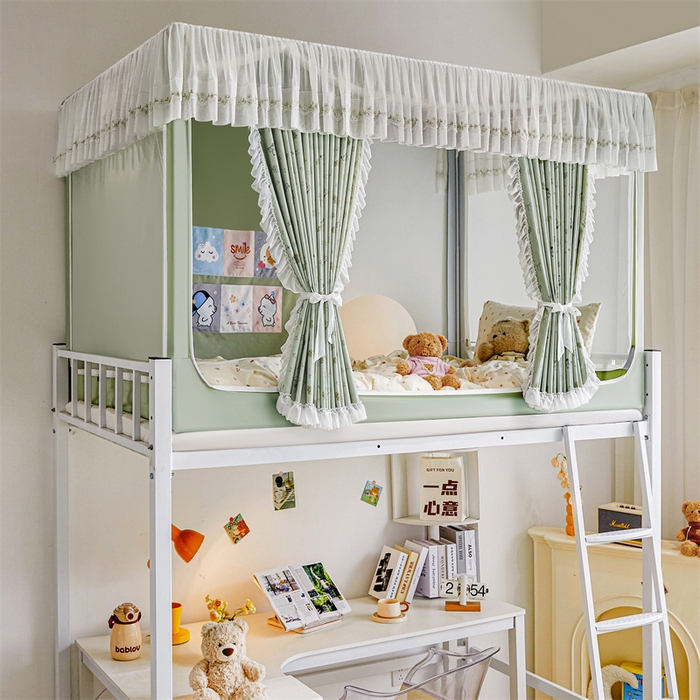 91家纺网 家纺一手货源 找家纺 梦尔佳蚊帐2025新款学生宿舍遮光床帘蚊帐 奶熊眠眠