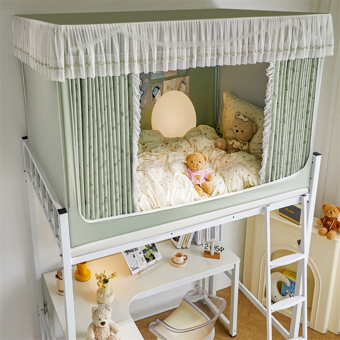 91家纺网 家纺一手货源 找家纺 梦尔佳蚊帐2025新款学生宿舍遮光床帘蚊帐 奶熊眠眠