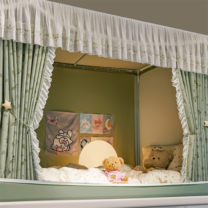 91家纺网 家纺一手货源 找家纺 梦尔佳蚊帐2025新款学生宿舍遮光床帘蚊帐 奶熊眠眠