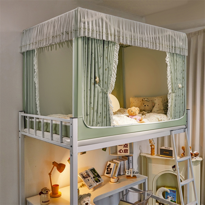 91家纺网 家纺一手货源 找家纺 梦尔佳蚊帐2025新款学生宿舍遮光床帘蚊帐 奶熊眠眠