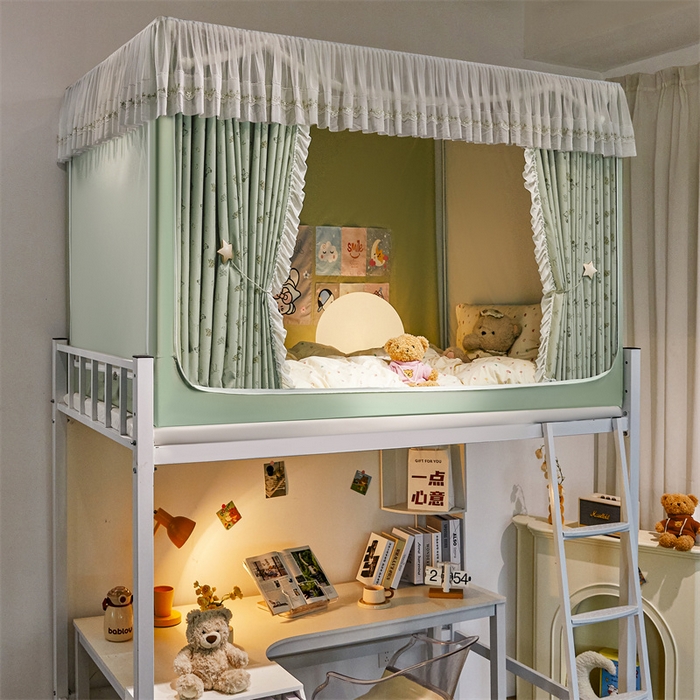 91家纺网 家纺一手货源 找家纺 梦尔佳蚊帐2025新款学生宿舍遮光床帘蚊帐 奶熊眠眠