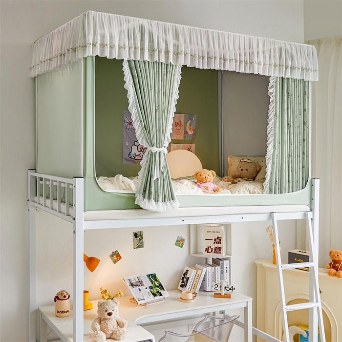 91家纺网 家纺一手货源 找家纺 梦尔佳蚊帐2025新款学生宿舍遮光床帘蚊帐 奶熊眠眠