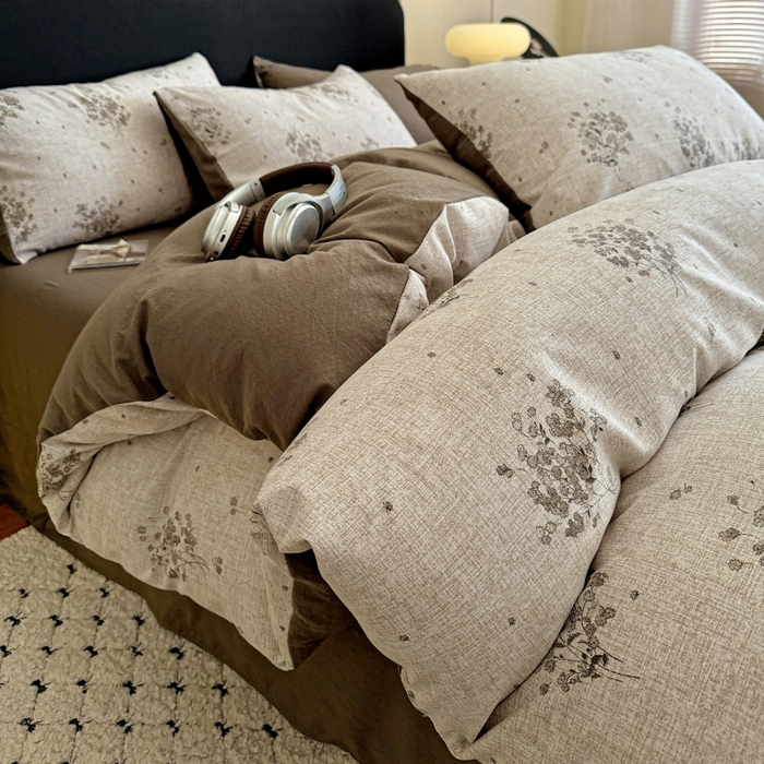 91家纺网 家纺一手货源 找家纺 （总2）金梦拉家纺 2025秋冬爆款新品高克重加厚原麻亚麻皱皱纱印花四件套