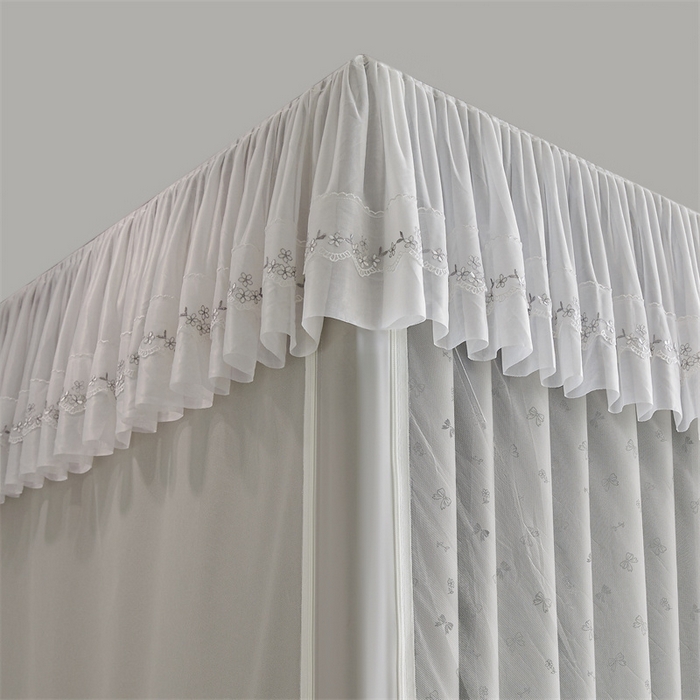 91家纺网 家纺一手货源 找家纺 梦尔佳蚊帐2025新款学生宿舍遮光床帘蚊帐 甜结梦语灰