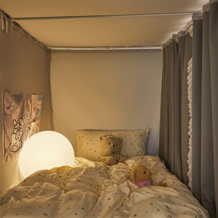 91家纺网 家纺一手货源 找家纺 梦尔佳蚊帐2025新款学生宿舍遮光床帘蚊帐 甜结梦语灰