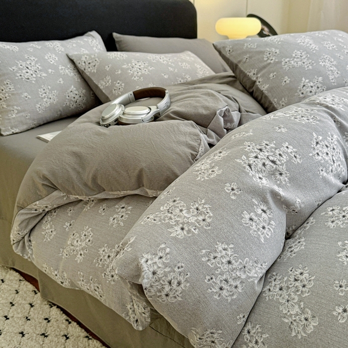 91家纺网 家纺一手货源 找家纺 （总2）金梦拉家纺 2025秋冬爆款新品高克重加厚原麻亚麻皱皱纱印花四件套